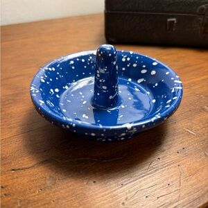 John Wright Original Cast Iron Apple Schnitzer in blue speckled enamel. Vintage